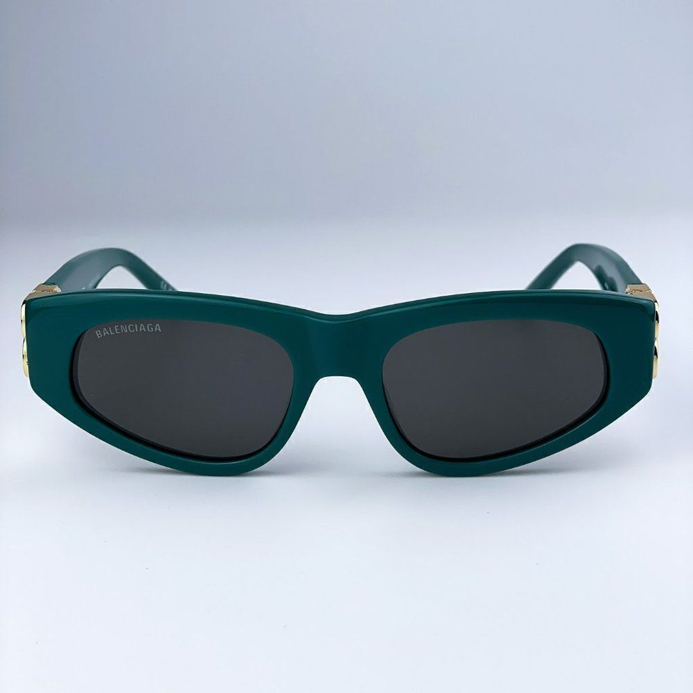 SALE! NEW Balenciaga BB0095S 005 Green Gold Logo Grey Cat Eye Unisex Sunglasses - Picture 8 of 16
